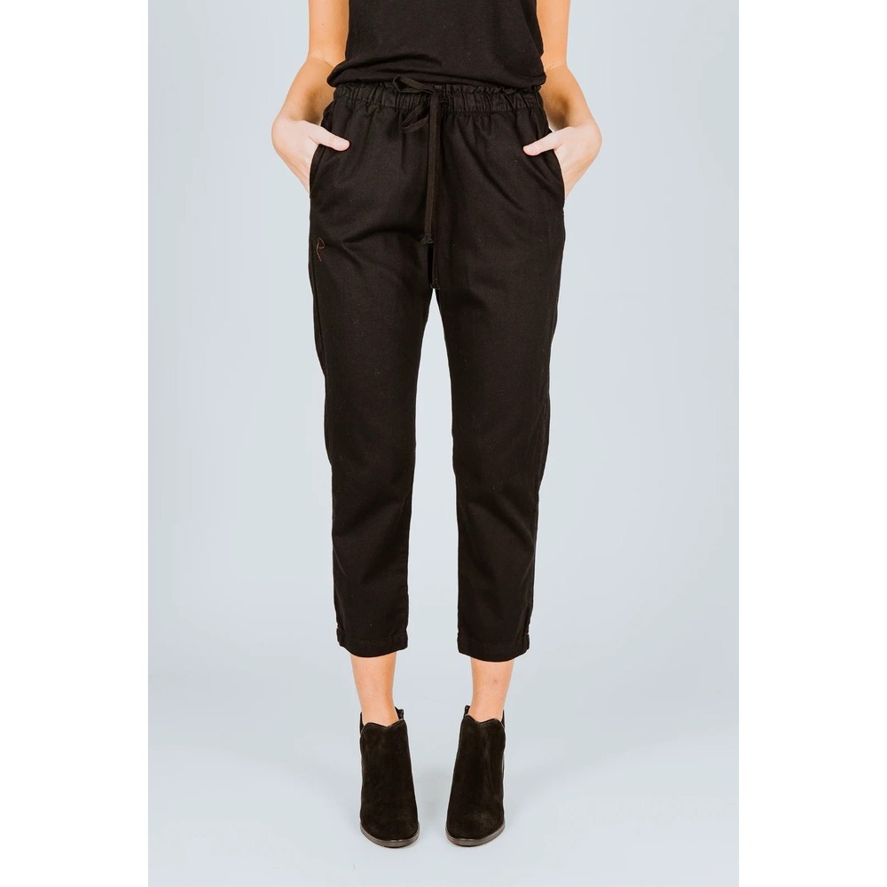Xirena Rex Crop Pants Womens Small Black Drawstring Waist Tapered Doheny Twill‎